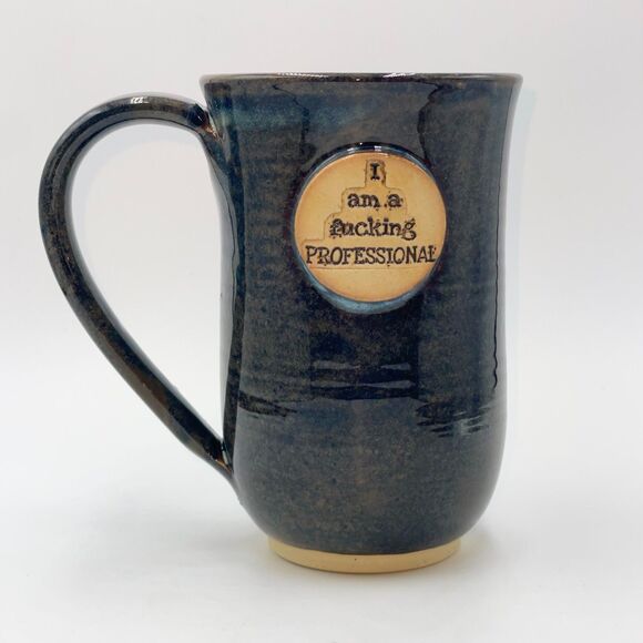 Dragonfly Studio Pottery Mug “I Am a F***ing Professional” Handmade Ceramic - Picture 1 of 9